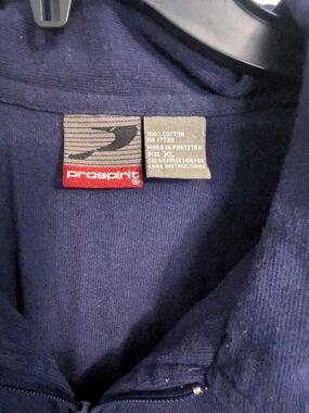Prospirit Men's Navy Cotton Zip Pullover